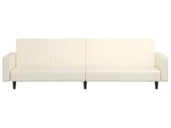 Canapé-lit à 2 Places Avec Repose-pied Crème Similicuir -Canapé Soldes Boutique canape 21994713