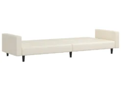 Canapé-lit à 2 Places Avec Repose-pied Crème Similicuir -Canapé Soldes Boutique canape 21994719