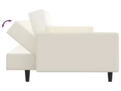 Canapé-lit à 2 Places Avec Repose-pied Crème Similicuir -Canapé Soldes Boutique canape 21994721