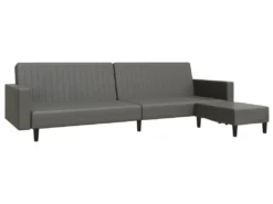 Canapé-lit à 2 Places Avec Repose-pied Gris Similicuir -Canapé Soldes Boutique canape 21994911