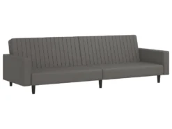 Canapé-lit à 2 Places Avec Repose-pied Gris Similicuir -Canapé Soldes Boutique canape 21994913