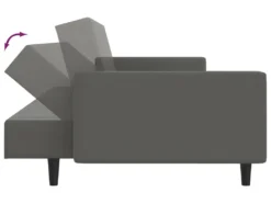 Canapé-lit à 2 Places Avec Repose-pied Gris Similicuir -Canapé Soldes Boutique canape 21994923