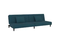 Canapé-lit 2 Places 2 Oreillers Et Repose-pied Bleu Velours -Canapé Soldes Boutique canape 21995151