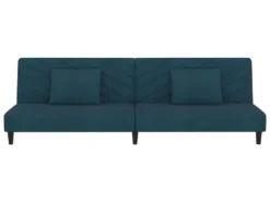 Canapé-lit 2 Places 2 Oreillers Et Repose-pied Bleu Velours -Canapé Soldes Boutique canape 21995153