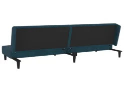 Canapé-lit 2 Places 2 Oreillers Et Repose-pied Bleu Velours -Canapé Soldes Boutique canape 21995155