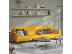 Canapé-lit à 2 Places Jaune Velours