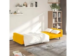 Canapé-lit à 2 Places Jaune Velours -Canapé Soldes Boutique canape 21995369