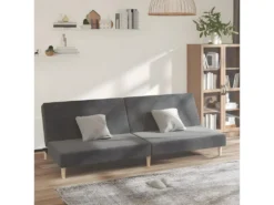 Canapé-lit à 2 Places Gris Clair Tissu