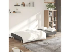 Canapé-lit à 2 Places Gris Clair Tissu -Canapé Soldes Boutique canape 21995547