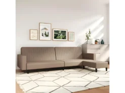 Canapé-lit à 2 Places Avec Repose-pied Cappuccino Similicuir