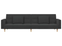 Canapé-lit 2 Places Deux Oreillers Repose-pied Gris Foncé Tissu -Canapé Soldes Boutique canape 21996091