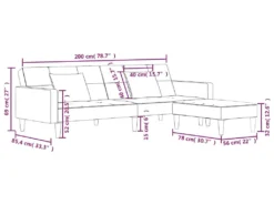 Canapé-lit 2 Places Deux Oreillers Repose-pied Gris Foncé Tissu -Canapé Soldes Boutique canape 21996101