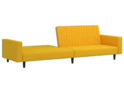 Canapé-lit à 2 Places Avec Repose-pied Jaune Velours -Canapé Soldes Boutique canape 21996495