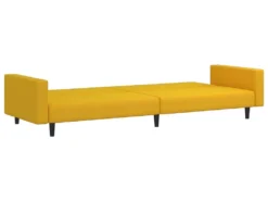 Canapé-lit à 2 Places Avec Repose-pied Jaune Velours -Canapé Soldes Boutique canape 21996497