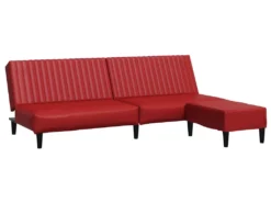Canapé-lit 2 Places Avec Repose-pied Rouge Bordeaux Similicuir -Canapé Soldes Boutique canape 21996627