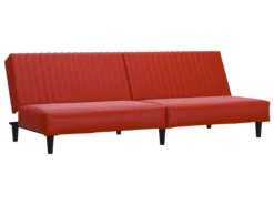 Canapé-lit 2 Places Avec Repose-pied Rouge Bordeaux Similicuir -Canapé Soldes Boutique canape 21996629