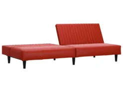 Canapé-lit 2 Places Avec Repose-pied Rouge Bordeaux Similicuir -Canapé Soldes Boutique canape 21996635