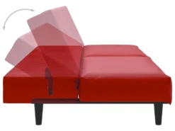 Canapé-lit 2 Places Avec Repose-pied Rouge Bordeaux Similicuir -Canapé Soldes Boutique canape 21996637