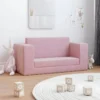 Canapé-lit Pour Enfants à 2 Places Rose Peluche Douce
