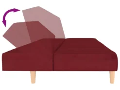 Canapé-lit à 2 Places Rouge Bordeaux Tissu -Canapé Soldes Boutique canape 21997153