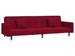 Canapé-lit 2 Places 2 Oreillers Et Repose-pied Bordeaux Velours -Canapé Soldes Boutique canape 21997549