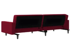 Canapé-lit 2 Places 2 Oreillers Et Repose-pied Bordeaux Velours -Canapé Soldes Boutique canape 21997553
