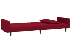Canapé-lit 2 Places 2 Oreillers Et Repose-pied Bordeaux Velours -Canapé Soldes Boutique canape 21997555