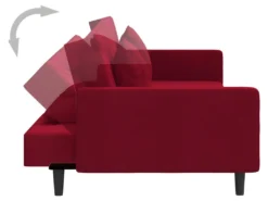 Canapé-lit 2 Places 2 Oreillers Et Repose-pied Bordeaux Velours -Canapé Soldes Boutique canape 21997557
