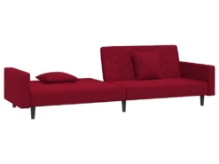 Canapé-lit 2 Places 2 Oreillers Et Repose-pied Bordeaux Velours -Canapé Soldes Boutique canape 21997559