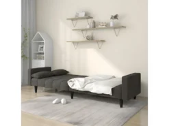 Canapé-lit à 2 Places Avec Deux Oreillers Gris Foncé Velours 12 Canapé-lit à 2 Places Avec Deux Oreillers Gris Foncé Velours -Canapé Soldes Boutique canape 21997999