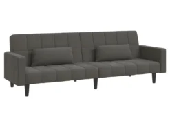 Canapé-lit à 2 Places Avec Deux Oreillers Gris Foncé Velours 13 Canapé-lit à 2 Places Avec Deux Oreillers Gris Foncé Velours -Canapé Soldes Boutique canape 21998001