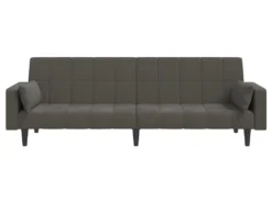 Canapé-lit à 2 Places Avec Deux Oreillers Gris Foncé Velours 14 Canapé-lit à 2 Places Avec Deux Oreillers Gris Foncé Velours -Canapé Soldes Boutique canape 21998003