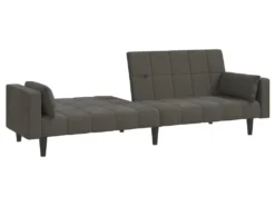 Canapé-lit à 2 Places Avec Deux Oreillers Gris Foncé Velours 16 Canapé-lit à 2 Places Avec Deux Oreillers Gris Foncé Velours -Canapé Soldes Boutique canape 21998007