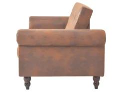 Canapé-lit Convertible Avec Accoudoir Daim Synthétique Marron -Canapé Soldes Boutique canape 21998239