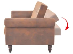 Canapé-lit Convertible Avec Accoudoir Daim Synthétique Marron -Canapé Soldes Boutique canape 21998241