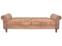 Canapé-lit Convertible Avec Accoudoir Daim Synthétique Marron -Canapé Soldes Boutique canape 21998243