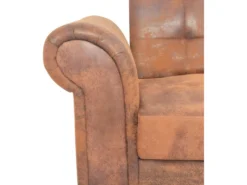 Canapé-lit Convertible Avec Accoudoir Daim Synthétique Marron -Canapé Soldes Boutique canape 21998247