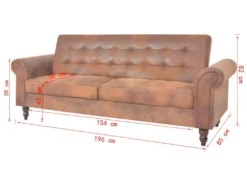 Canapé-lit Convertible Avec Accoudoir Daim Synthétique Marron -Canapé Soldes Boutique canape 21998251