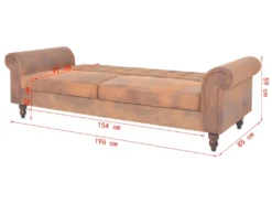 Canapé-lit Convertible Avec Accoudoir Daim Synthétique Marron -Canapé Soldes Boutique canape 21998253