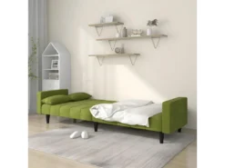 Canapé-lit à 2 Places Avec Deux Oreillers Vert Clair Velours -Canapé Soldes Boutique canape 21999623