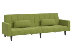 Canapé-lit à 2 Places Avec Deux Oreillers Vert Clair Velours -Canapé Soldes Boutique canape 21999625