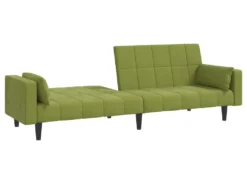 Canapé-lit à 2 Places Avec Deux Oreillers Vert Clair Velours -Canapé Soldes Boutique canape 21999631