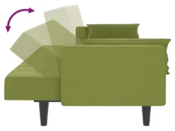 Canapé-lit à 2 Places Avec Deux Oreillers Vert Clair Velours -Canapé Soldes Boutique canape 21999635