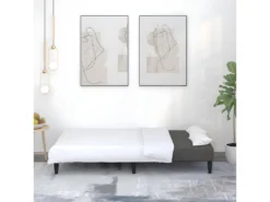 Canapé-lit à 2 Places Gris Foncé Tissu Microfibre -Canapé Soldes Boutique canape 22000061