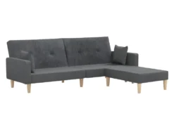 Canapé-lit à 2 Places Avec Repose-pied Gris Clair Tissu -Canapé Soldes Boutique canape 22001003