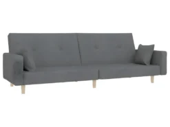 Canapé-lit à 2 Places Avec Repose-pied Gris Clair Tissu -Canapé Soldes Boutique canape 22001005