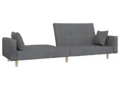 Canapé-lit à 2 Places Avec Repose-pied Gris Clair Tissu -Canapé Soldes Boutique canape 22001007