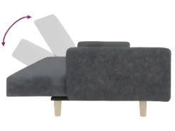 Canapé-lit à 2 Places Avec Repose-pied Gris Clair Tissu -Canapé Soldes Boutique canape 22001009