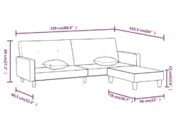 Canapé-lit à 2 Places Avec Repose-pied Gris Clair Tissu -Canapé Soldes Boutique canape 22001015