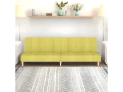 Canapé-lit à 2 Places Vert Tissu